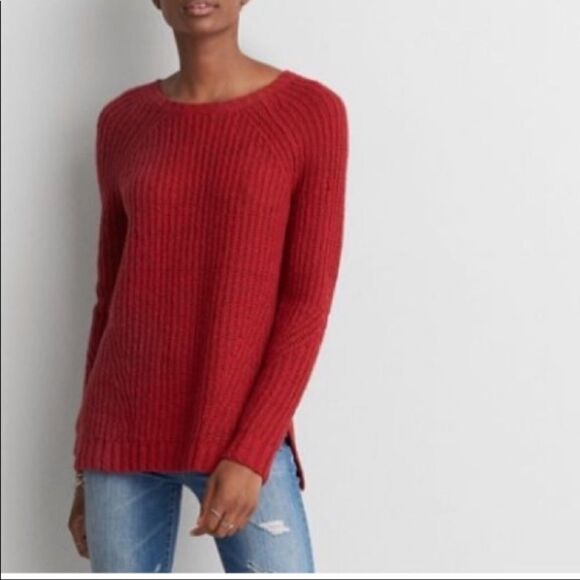 American Eagle Red Soft Knitted Sweater - Picture 1 of 5